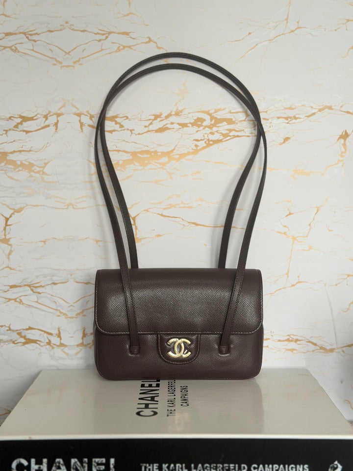 CHANEL Brown Caviar Preppy Mini 26S 2026 with Aged GHW 17 cms