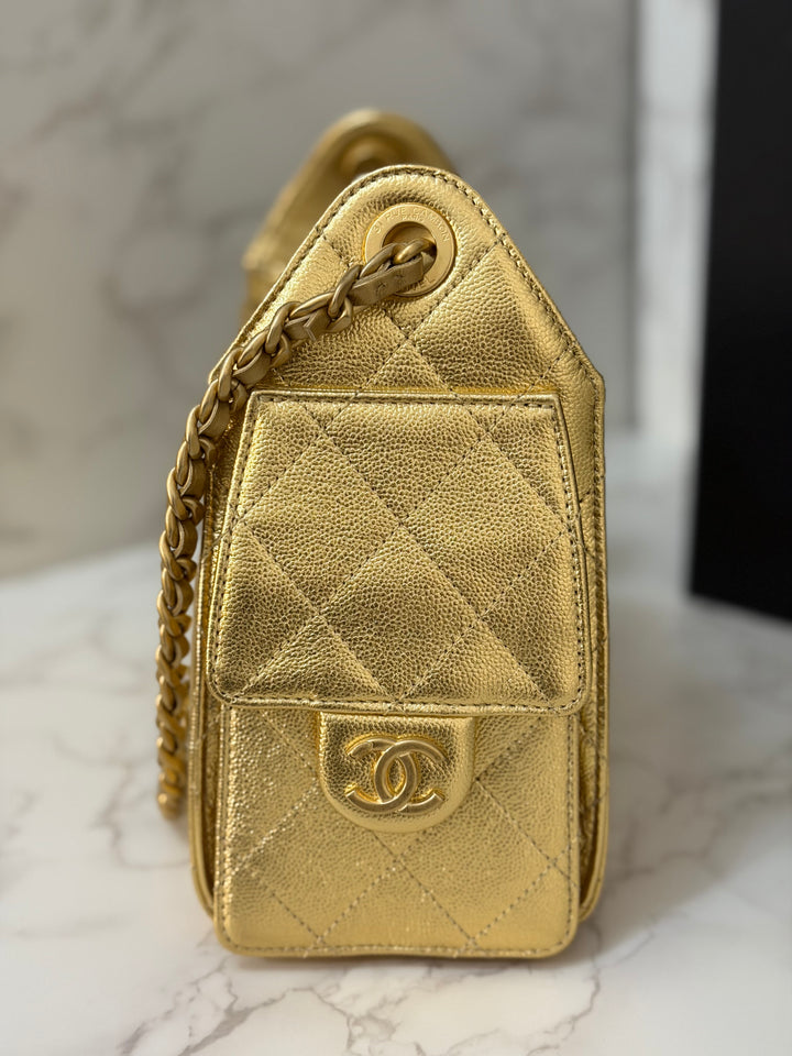 CHANEL 26C collection Gold caviar Aged GHW Mini 25 Hobo Bag