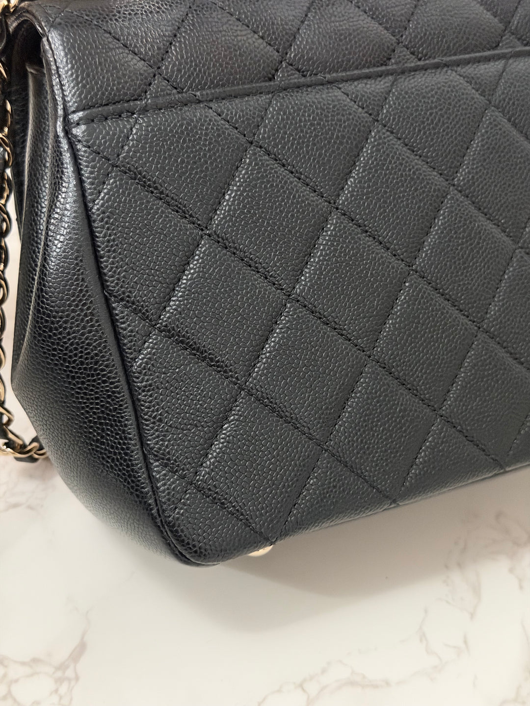 CHANEL Black Caviar LGHW Medium Business Affinity Flap Bag Microchipped