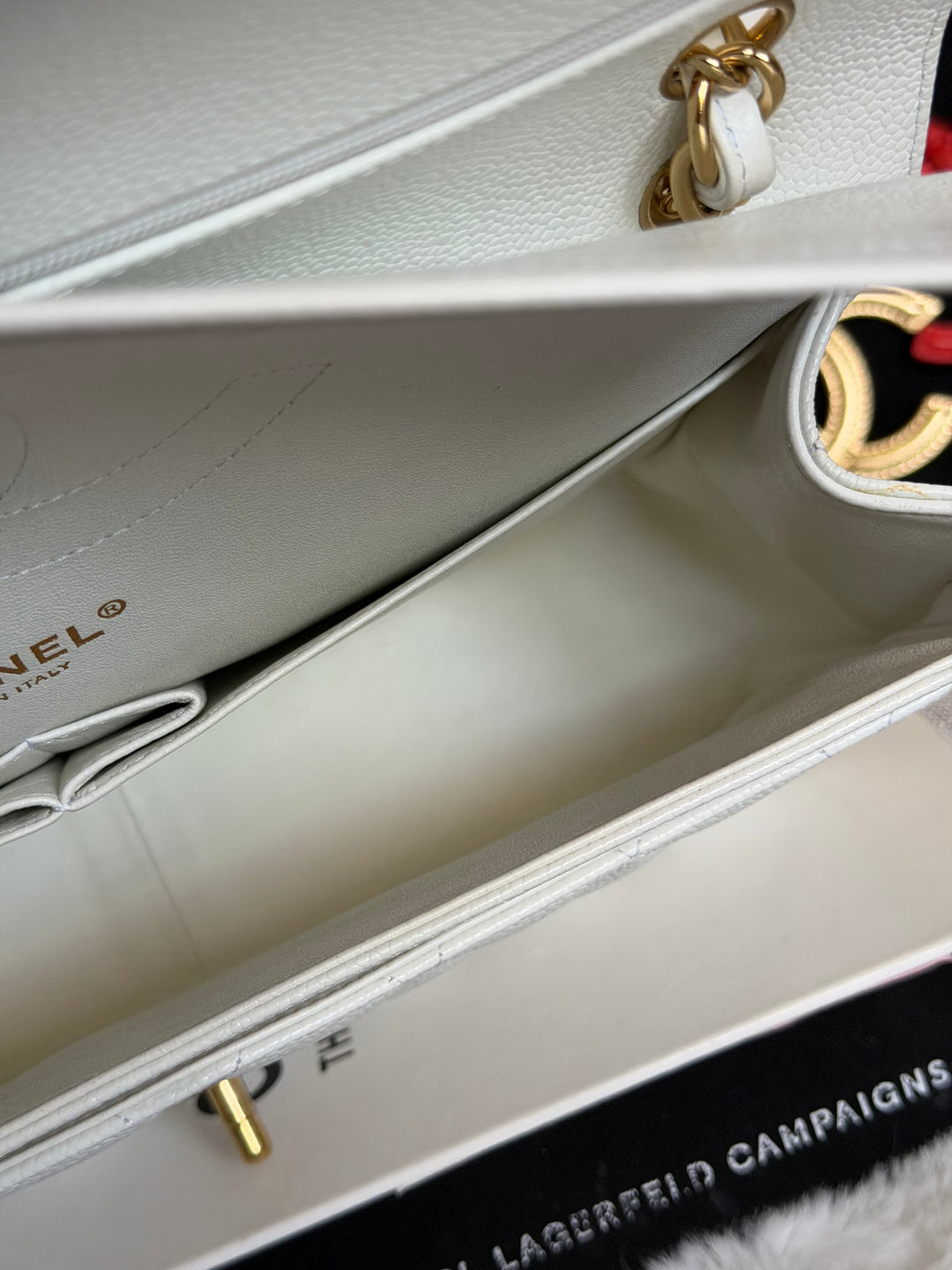 CHANEL White Caviar GHW Jumbo Double Flap Classic Bag 2010