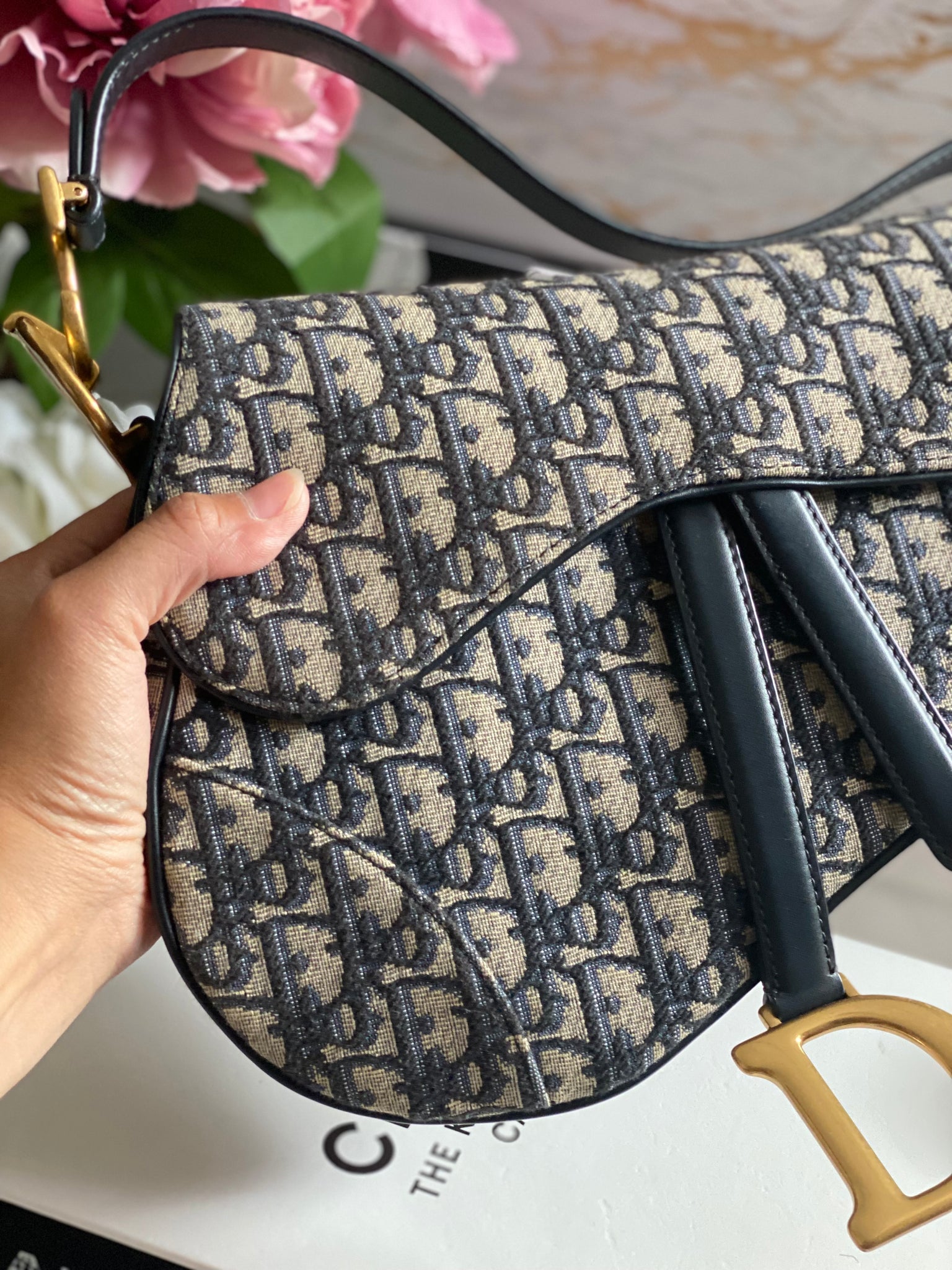 Christian Dior Medium Size Saddle Bag with Strap in Blue Dior