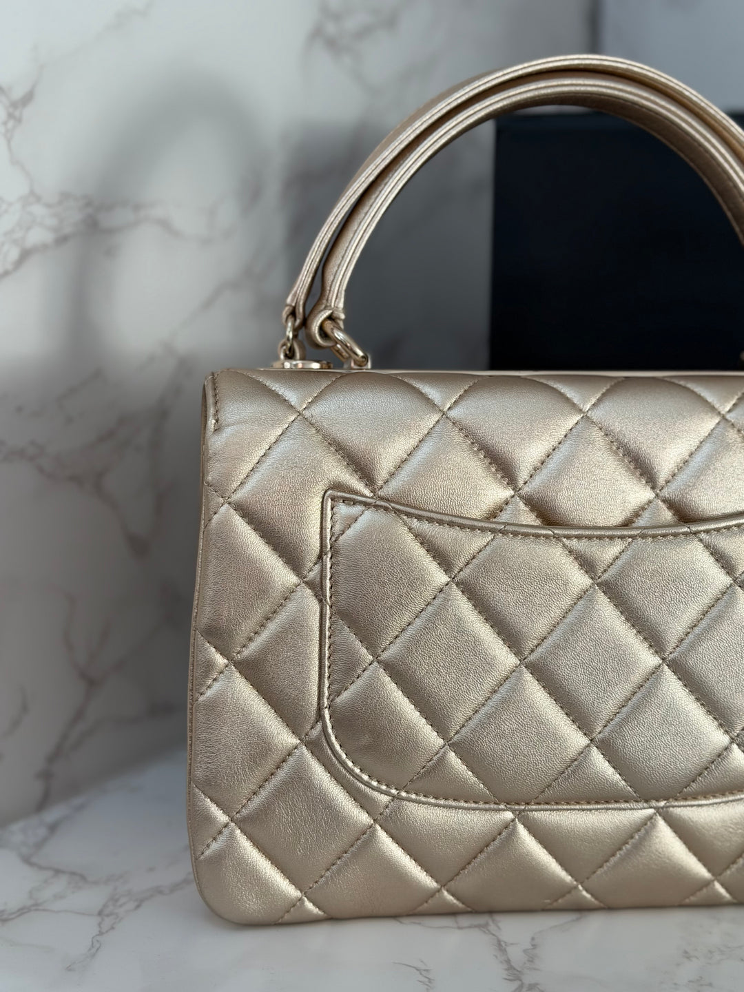 CHANEL series 30 Metallic Gold Lambskin LGHW Trendy CC top Handle Bag with non detachable Strap size SMALL 2020