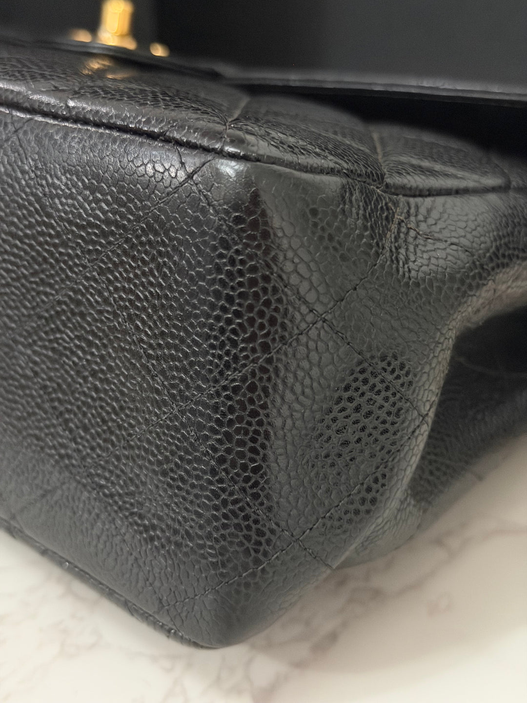 Chanel Series 7 24K GHW Black Caviar Vintage Jumbo Single Flap Bag 2008/2009