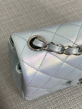 Load image into Gallery viewer, Chanel 21K collection 2021 Iridescent Light Blue Calf skin SHW Mini Rectangular Flap Bag
