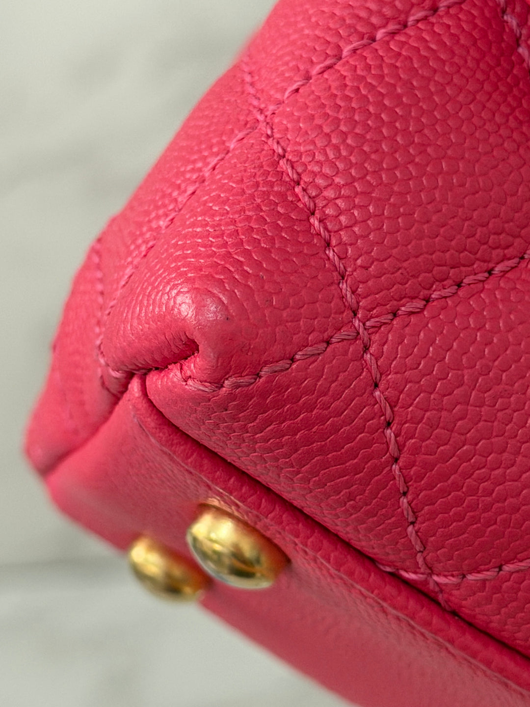 Chanel 23P Collection 2023 Dark Pink Caviar Aged GHW Coco Handle with Detachable Strap and enchained handle size Small