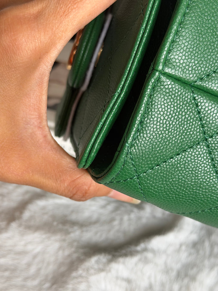 CHANEL Métiers d’art 2026 26A Green Caviar Shiny GHW MINI 25 Hobo Bag