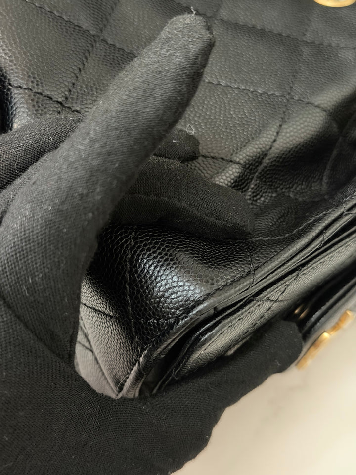 CHANEL 26C Black Caviar aged GHW Mini 25 Hobo Bag