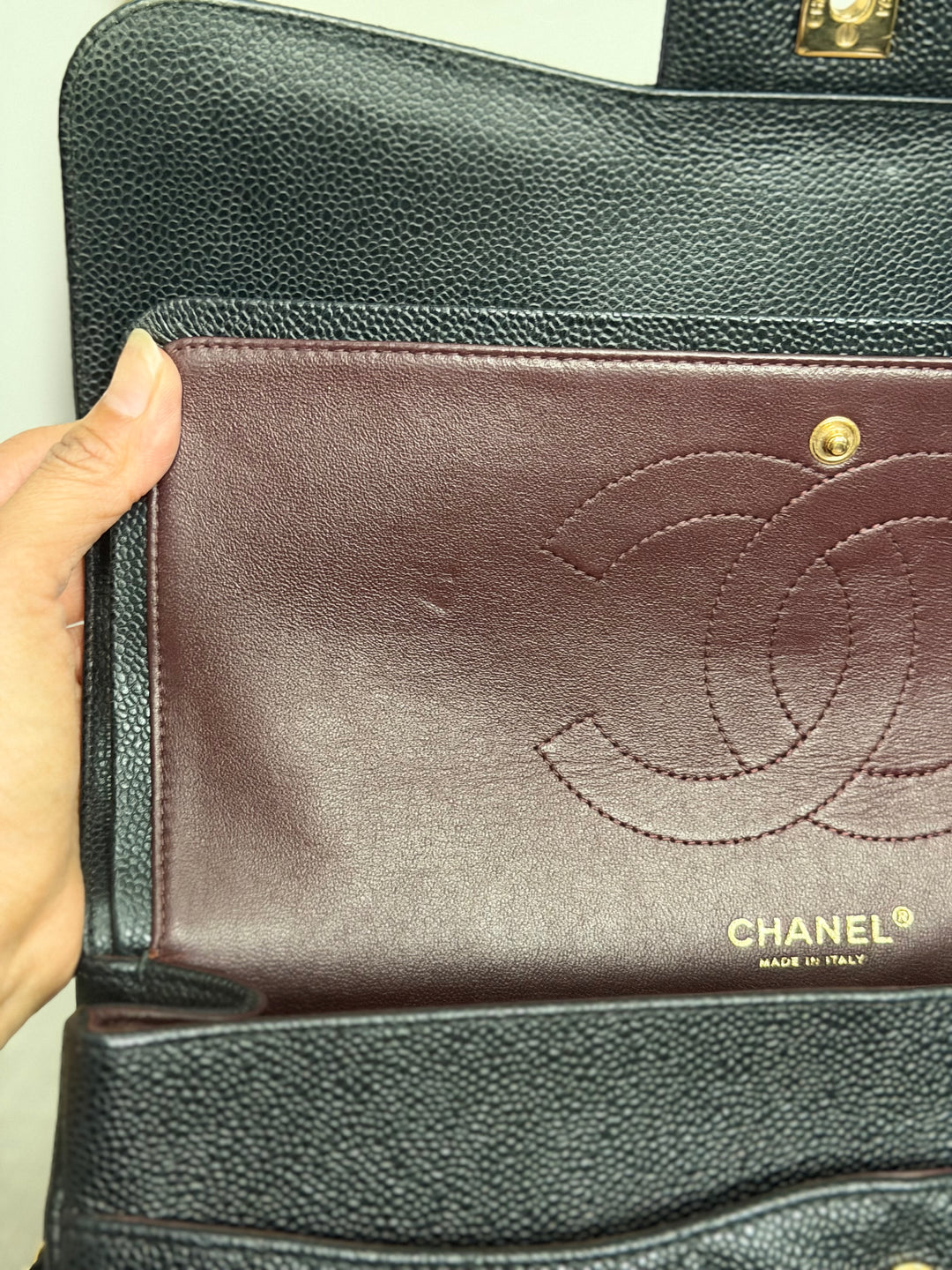 CHANEL series 17 Black Caviar GHW Jumbo Classic Double Flap Bag 2012