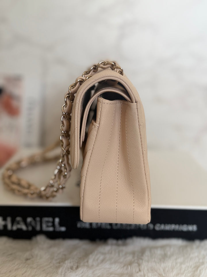 CHANEL series 31 Beige Caviar LGHW Chevron Small timeless Classic double flap Bag 2020/2021