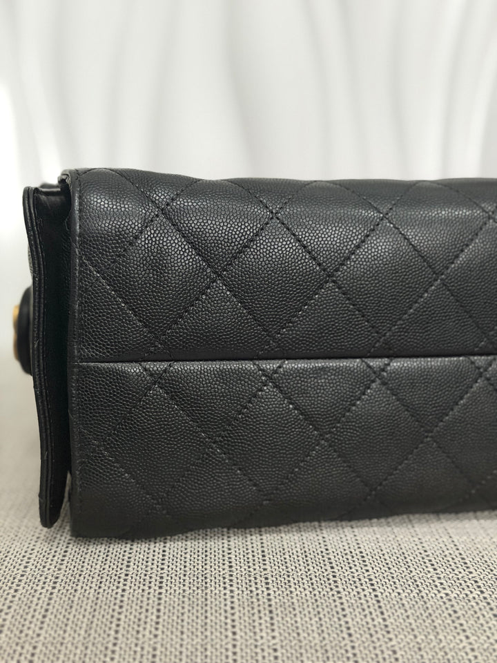 CHANEL 25 Black Caviar Aged GHW Hobo Bag size SMALL