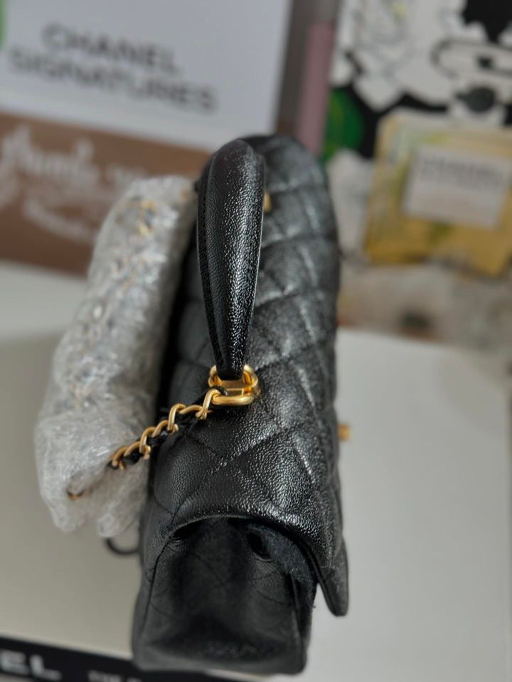Chanel 21S 2021 Summer Spring Collection Black Caviar GHW Mini Rectangular Top Handle Flap Bag