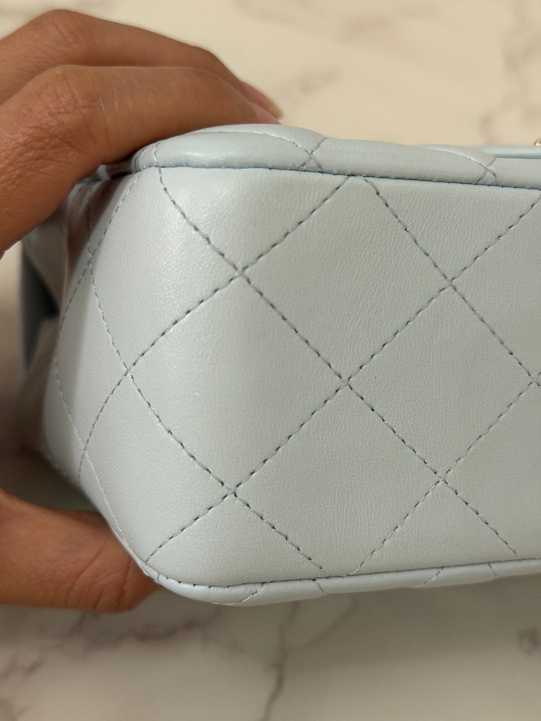 CHANEL 25S collection 2025 Light Baby Blue Lambskin LGHW Mini Rectangular Flap Bag