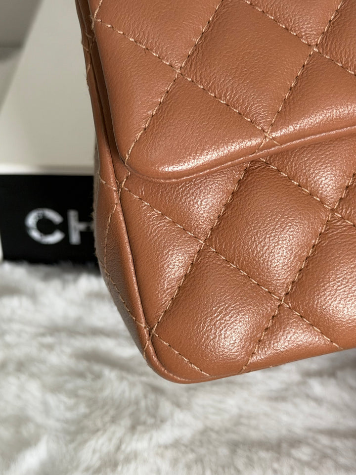 CHANEL 22S Caramel Brown NB356 Lambskin LGHW Mini Rectangular Flap Bag 2022