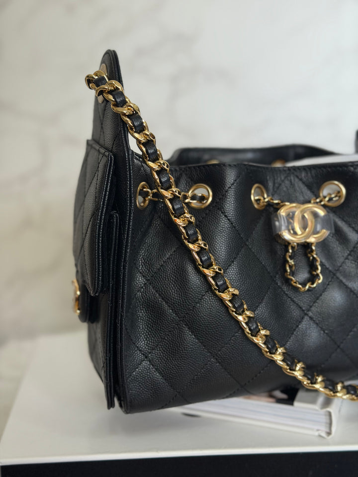 CHANEL Mini 25 Hobo Bag in Black Caviar Shiny GHW 2026 26A/B
