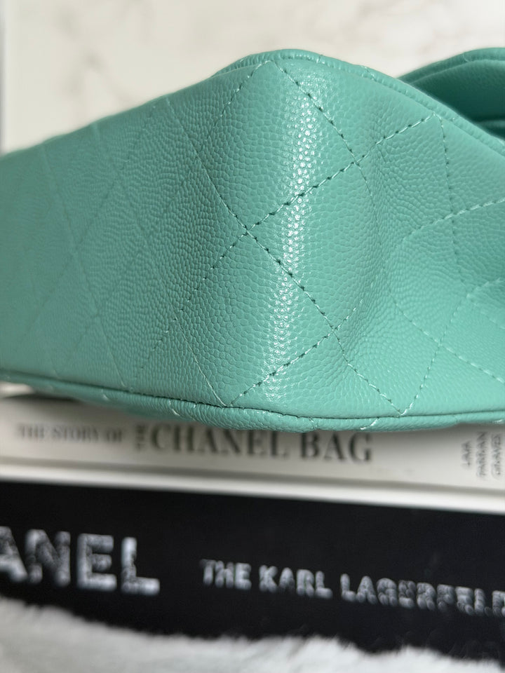 CHANEL 21S series 31 Tiffany Green/Blue Caviar LGHW Small Timeless Classic Double Flap Bag 2021 super rare