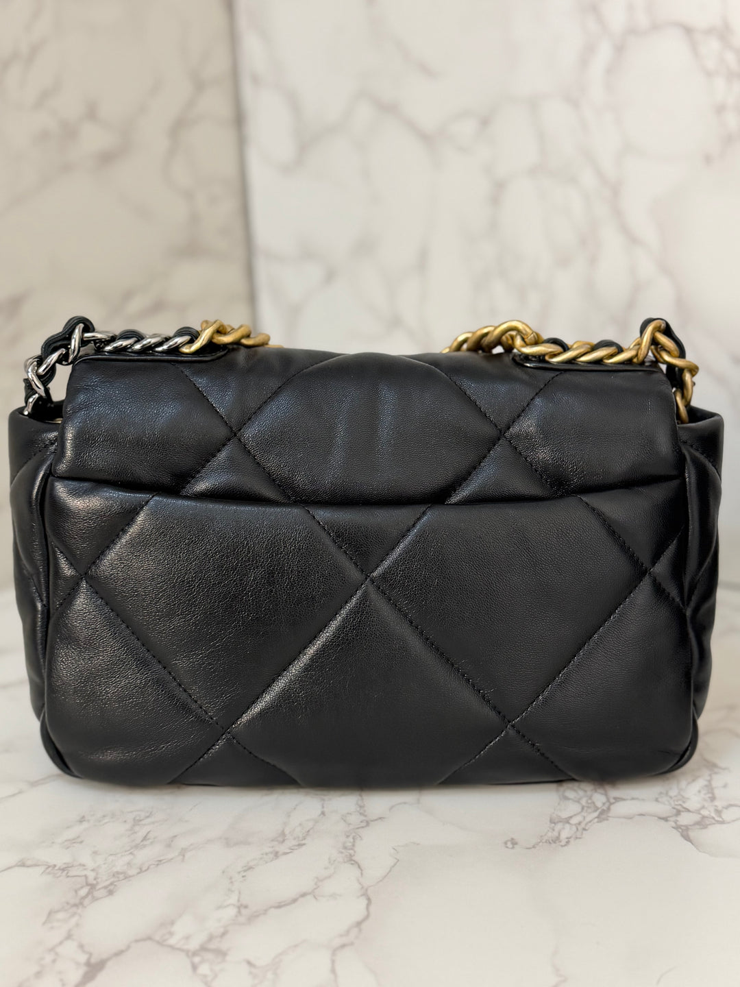 CHANEL 19 Size Small series 31 2020/2021 Black Lambskin Mixed HW Top Handle Flap Bag