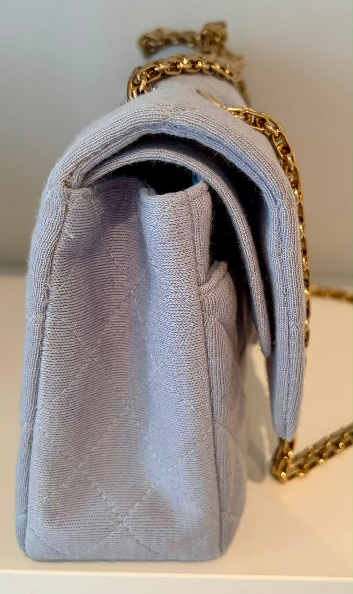 CHANEL Light Blue Jersey Reissue Flap Bag GHW