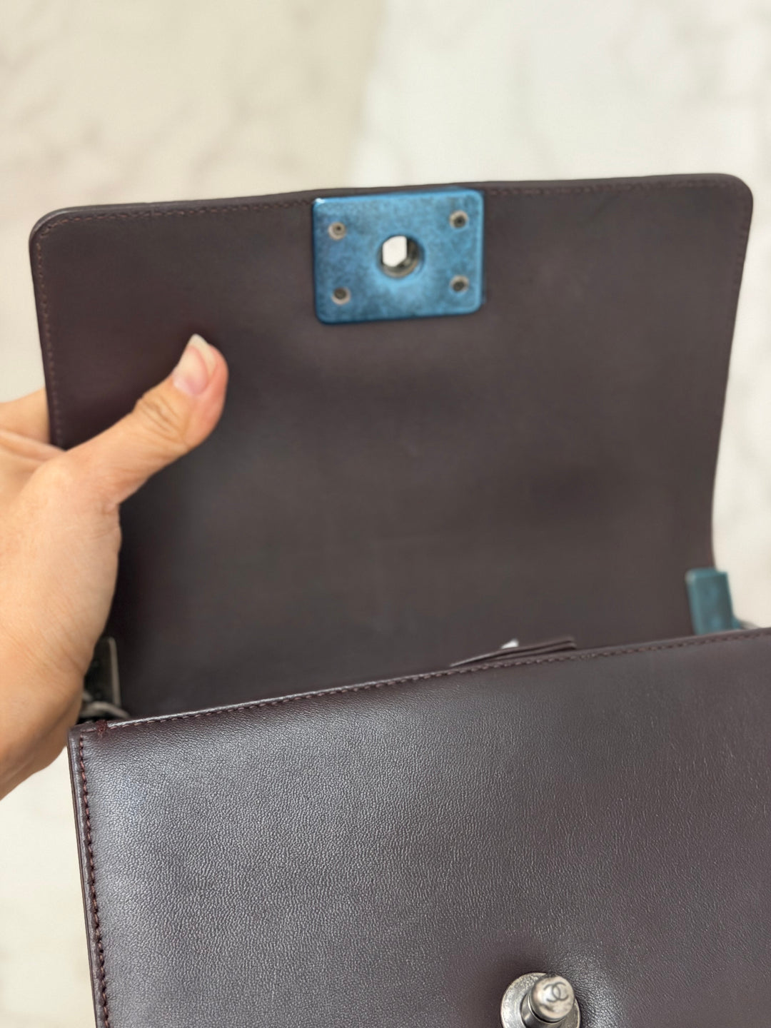 Chanel series 21 2015 Burgundy Lambskin Stingray SMALL Le Boy Flap Bag with Ruthenium HW