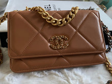 Load image into Gallery viewer, Chanel 19 Wallet on chain (WOC) in 21K 2021 Fall/Winter Collection Caramel Brown Lambskin Mixed Hardware
