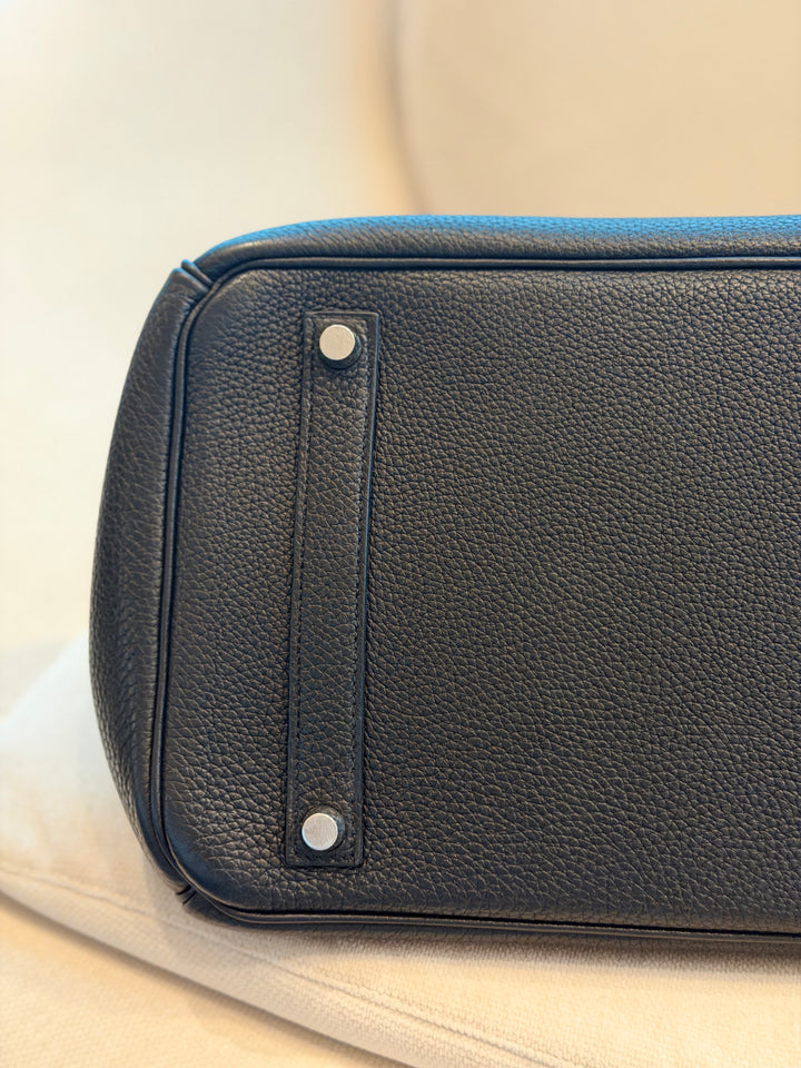 HERMÈS Black Noir Togo Leather PHW Birkin 35 Stamp M in Sq