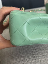 Load image into Gallery viewer, Chanel series 31 21C collection 2020/2021 Pastel Mint Green Lambskin Champagne GHW Mini Rectangular Flap Bag
