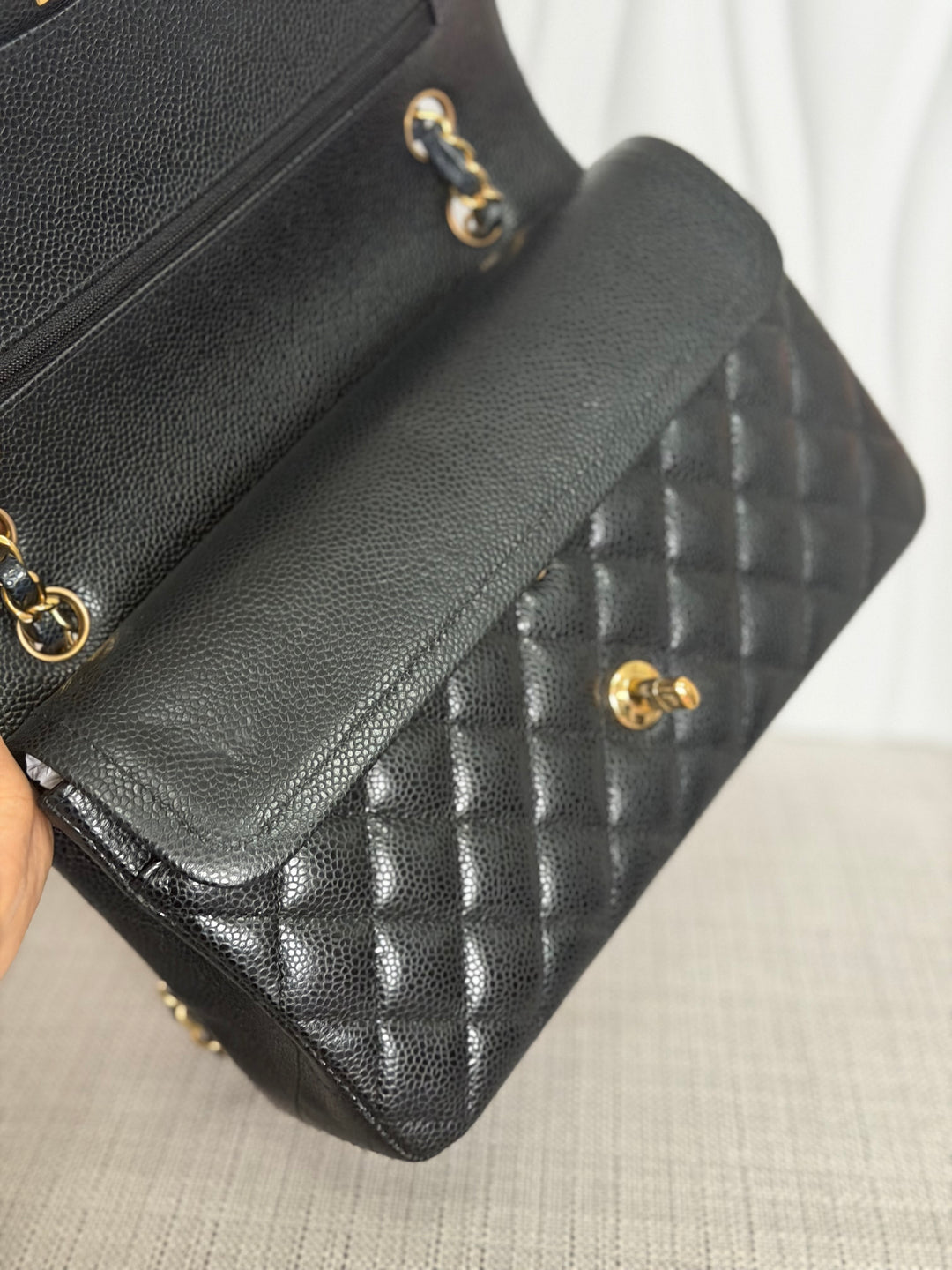 CHANEL 2022 Black Caviar GHW Timeless Classic Medium ML 11.12 Double Flap Bag