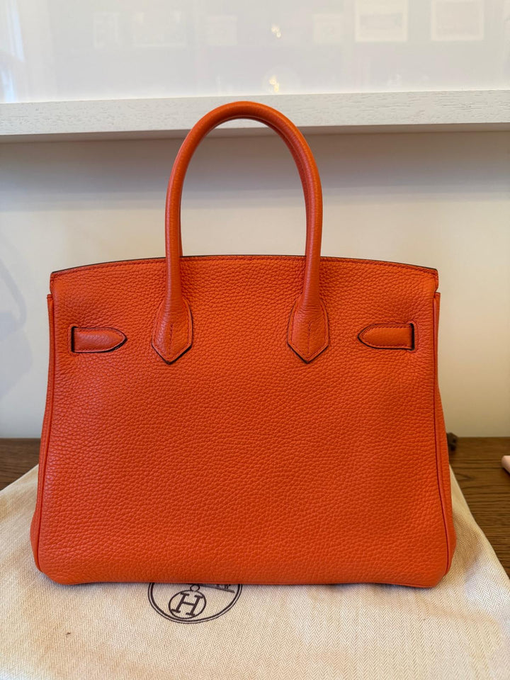 HERMES Birkin 30 Orange Togo Leather PHW