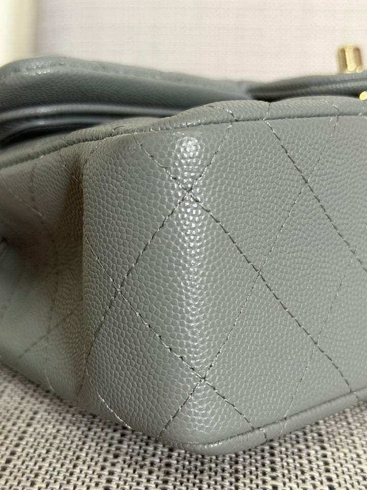 CHANEL Series 29 20C collection 2020 Grey caviar LGHW Small Timeless Classic double flap bag