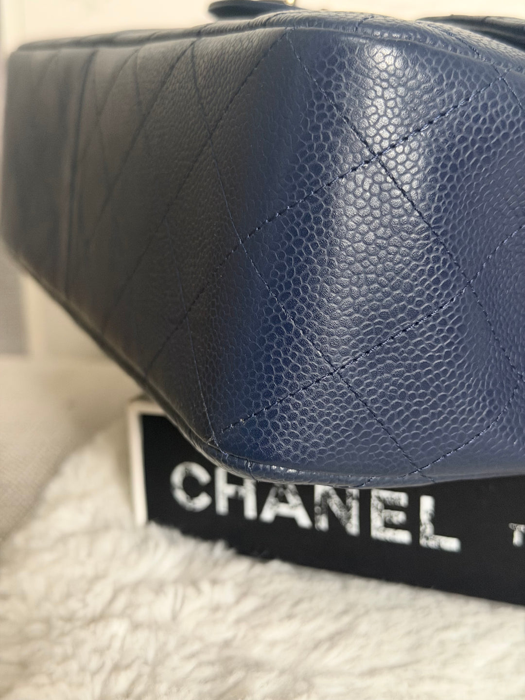 CHANEL series 13 Navy Caviar SHW Timeless Classic Jumbo Single Flap Bag 2010