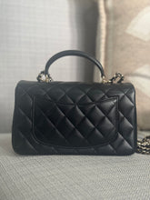 Load image into Gallery viewer, Chanel Black Lambskin Top Handle Mini Rectangular Flap Bag with Champagne GHW
