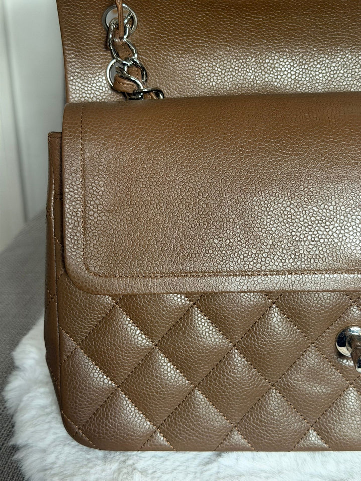 CHANEL series 15 Brown Caviar SHW Jumbo Classic Double Flap Bag 2011