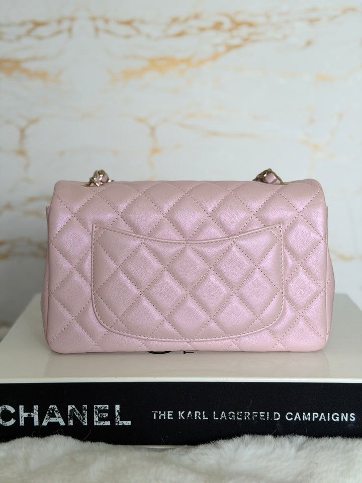 CHANEL 21S Light Pink Calf Skin LGHW Mini rectangular flap bag series 31 2021 *super rare*
