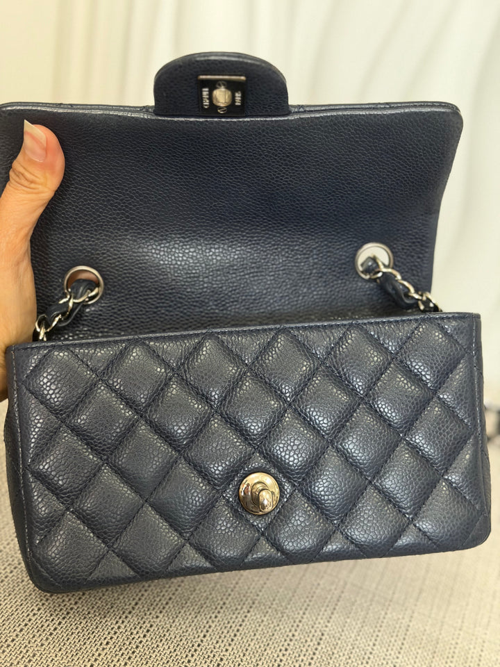 CHANEL series 19 Navy Caviar SHW Mini Rectangular Flap Bag 2014