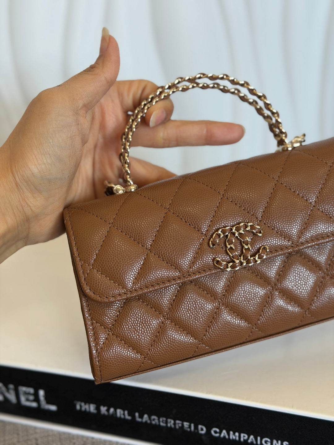 CHANEL 26P Brown Caviar LGHW Top Handle Vanity