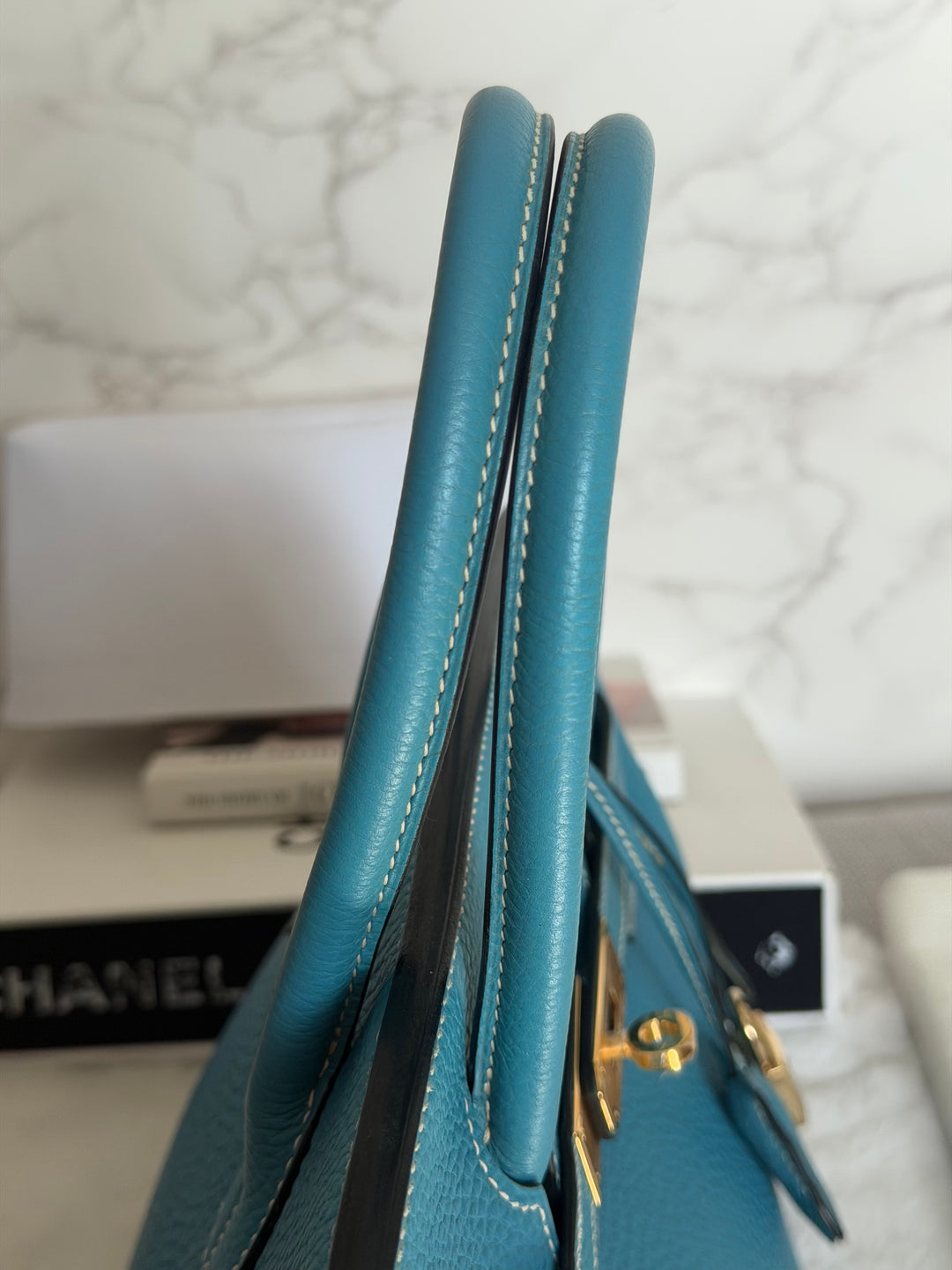 HERMÈS Bleu Jean Togo Leather GHW Birkin 30 Stamp H in Sq 2004