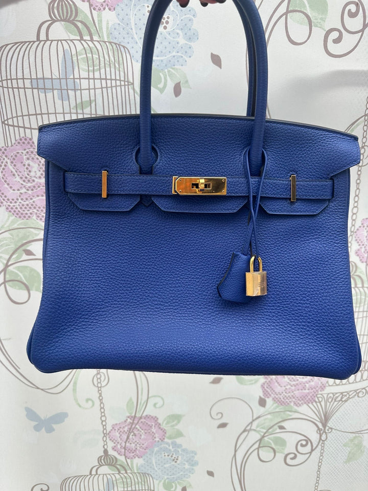 Hermes Birkin 30 Bleu Electric Togo Leather GHW Stamp T 2015 Bag