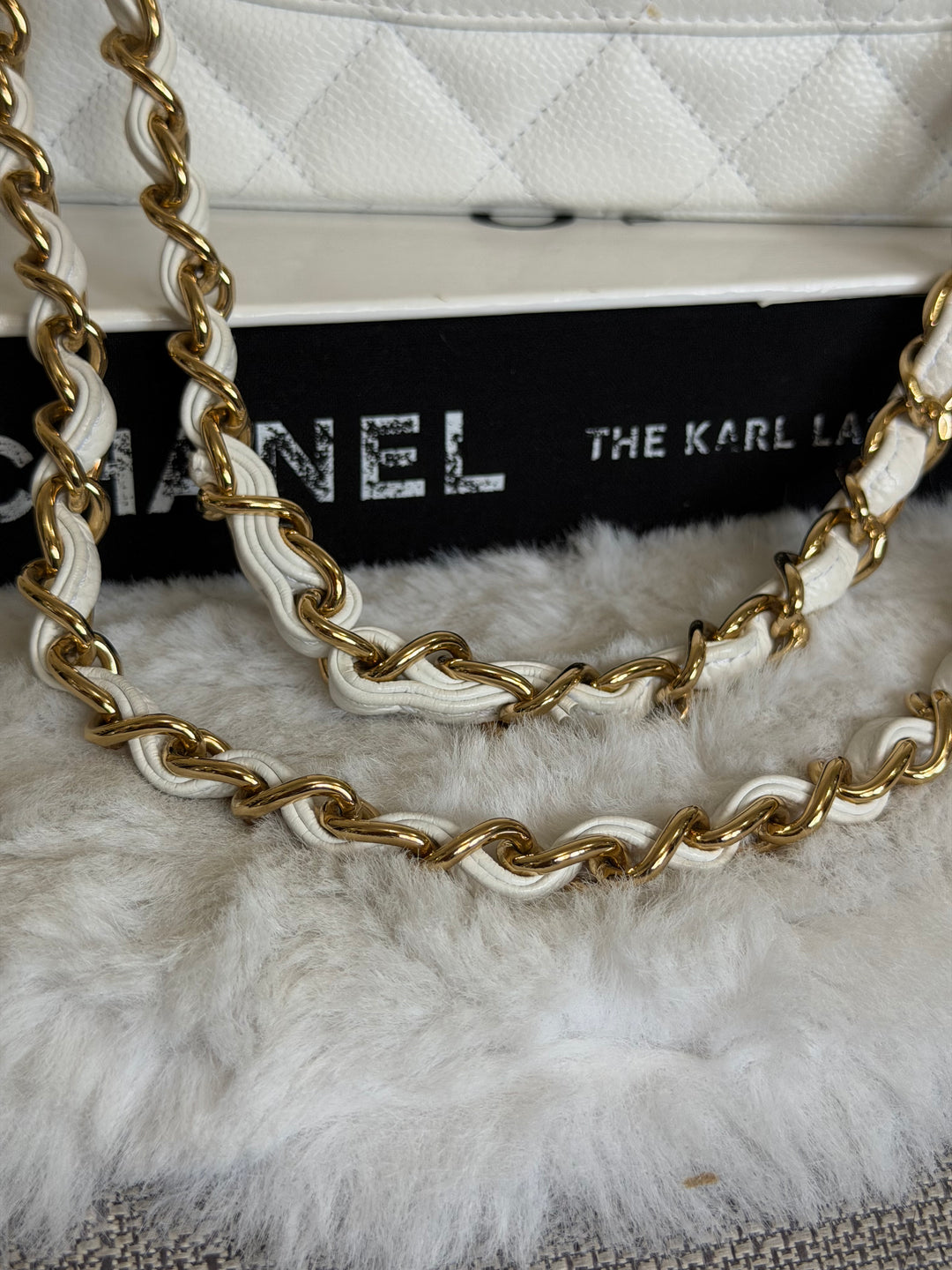 CHANEL White Caviar GHW Jumbo Double Flap Classic Bag 2010