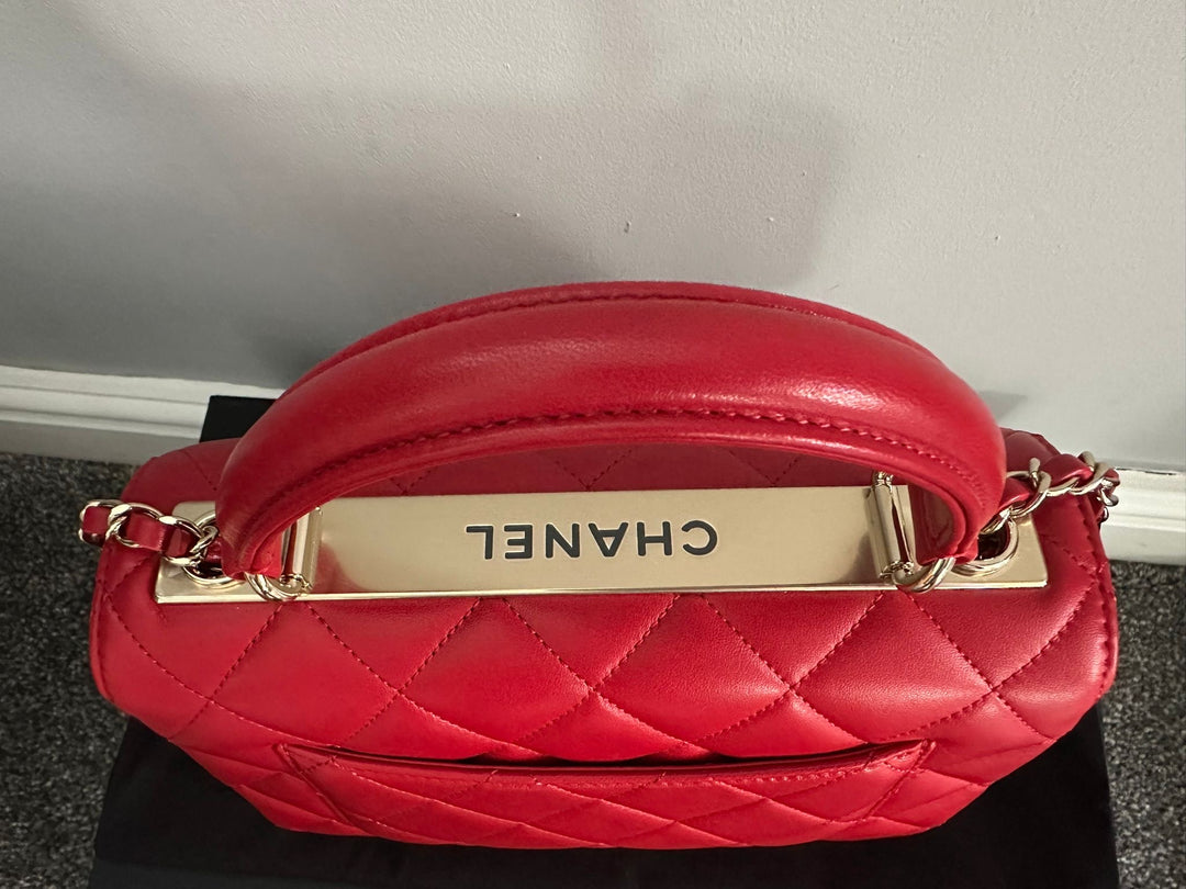 Chanel 21S Series 29 True Red Lambskin LGHW Trendy CC Flap Bag size Small