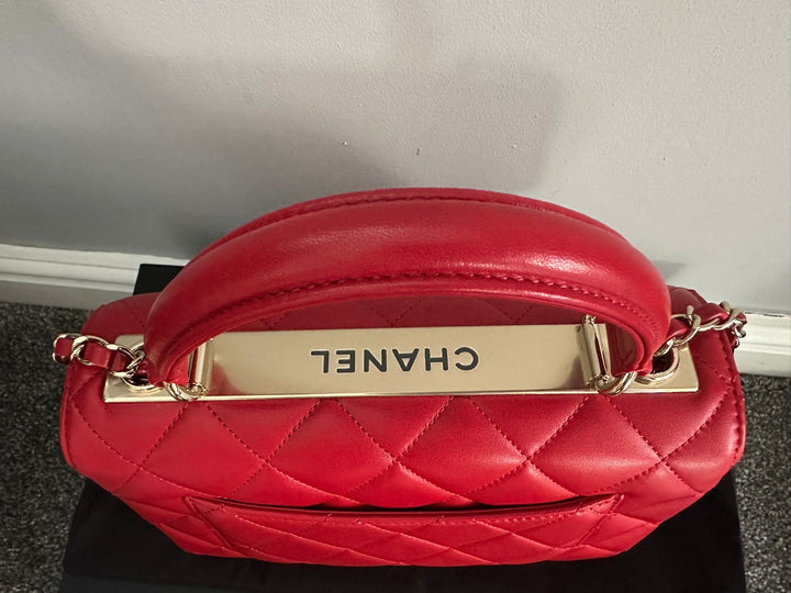 Chanel 21S Series 29 True Red Lambskin LGHW Trendy CC Flap Bag size Small