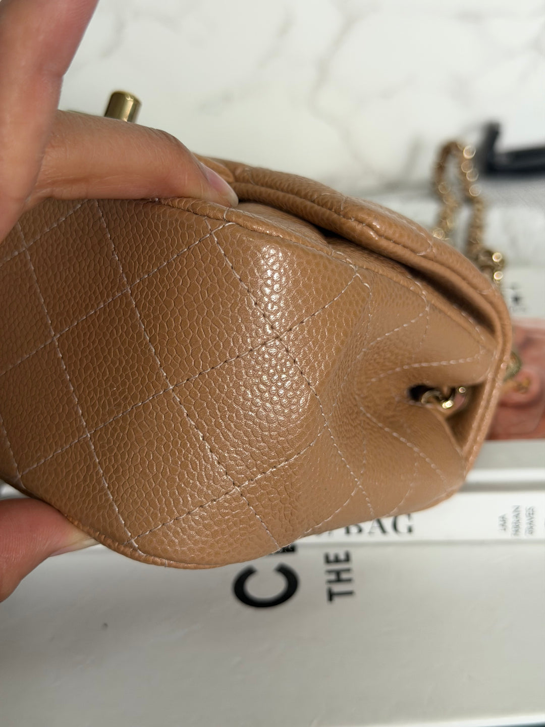 CHANEL 18S series 25 Dark Beige Caviar LGHW Square Mini Flap Bag 2018 Rare