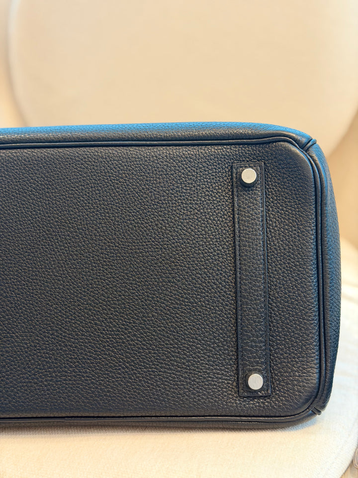 HERMÈS Black Noir Togo Leather PHW Birkin 35 Stamp M in Sq