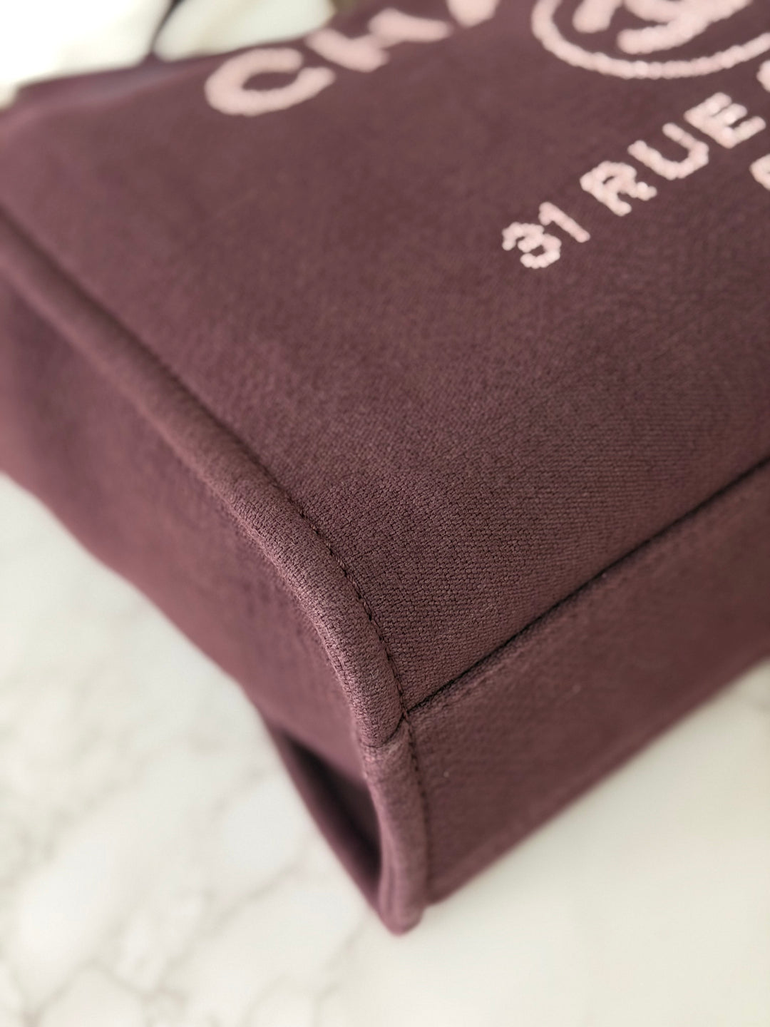 Chanel 24B Collection 2024 Burgundy Tweed Deauville Tote with Leather top handle size small and Detachable pouch