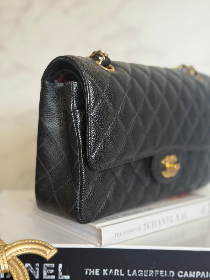 CHANEL series 29 Black Caviar GHW Medium ML Timeless Classic Double Flap Bag 2020