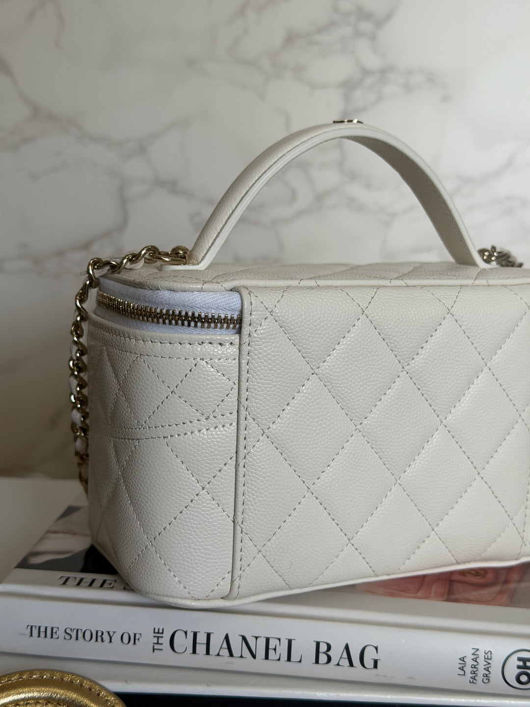 CHANEL 26C White Caviar LGHW Small Vanity with Top Handle 2026
