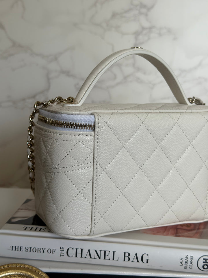 CHANEL 26C White Caviar LGHW Small Vanity with Top Handle 2026