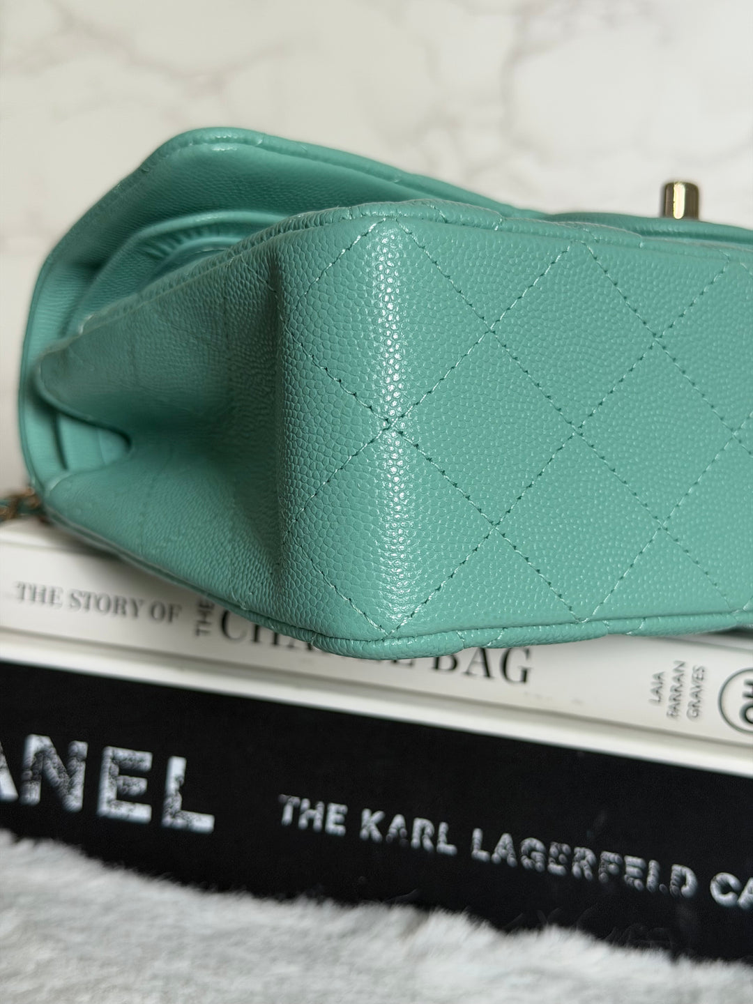 CHANEL 21S series 31 Tiffany Green/Blue Caviar LGHW Small Timeless Classic Double Flap Bag 2021 super rare