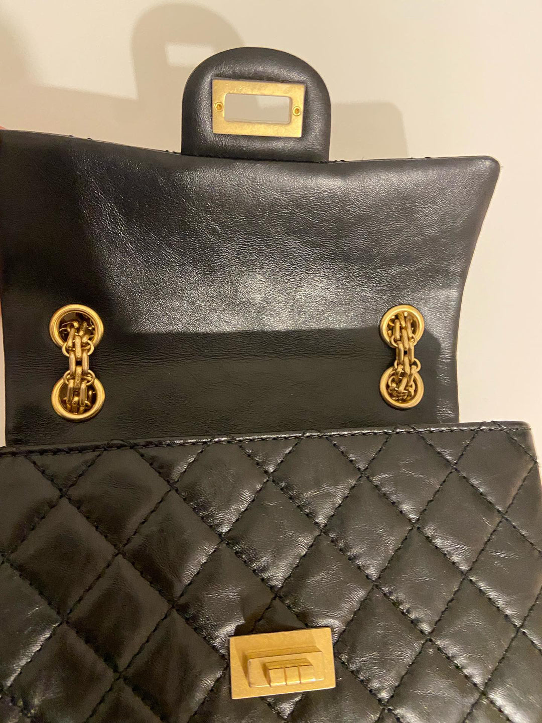 Chanel series 28 (2019) Black Calf skin Aged GHW Mini Reissue Flap Bag