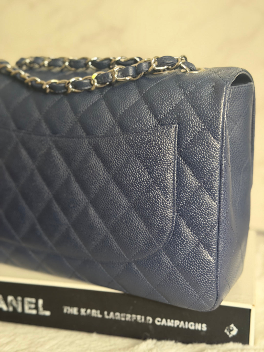 CHANEL series 13 Navy Caviar SHW Timeless Classic Jumbo Single Flap Bag 2010