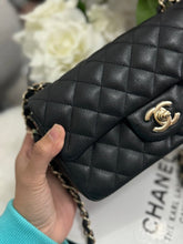 Load image into Gallery viewer, Chanel series 24 17B 2017 Fall/Winter Collection Black caviar LGHW Mini Rectangular Flap Bag with Burgundy Leather lining
