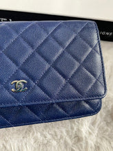 Load image into Gallery viewer, Chanel series 24 17B 2017 Fall/Winter Collection Navy Caviar SHW Classic Wallet on chain (WOC)
